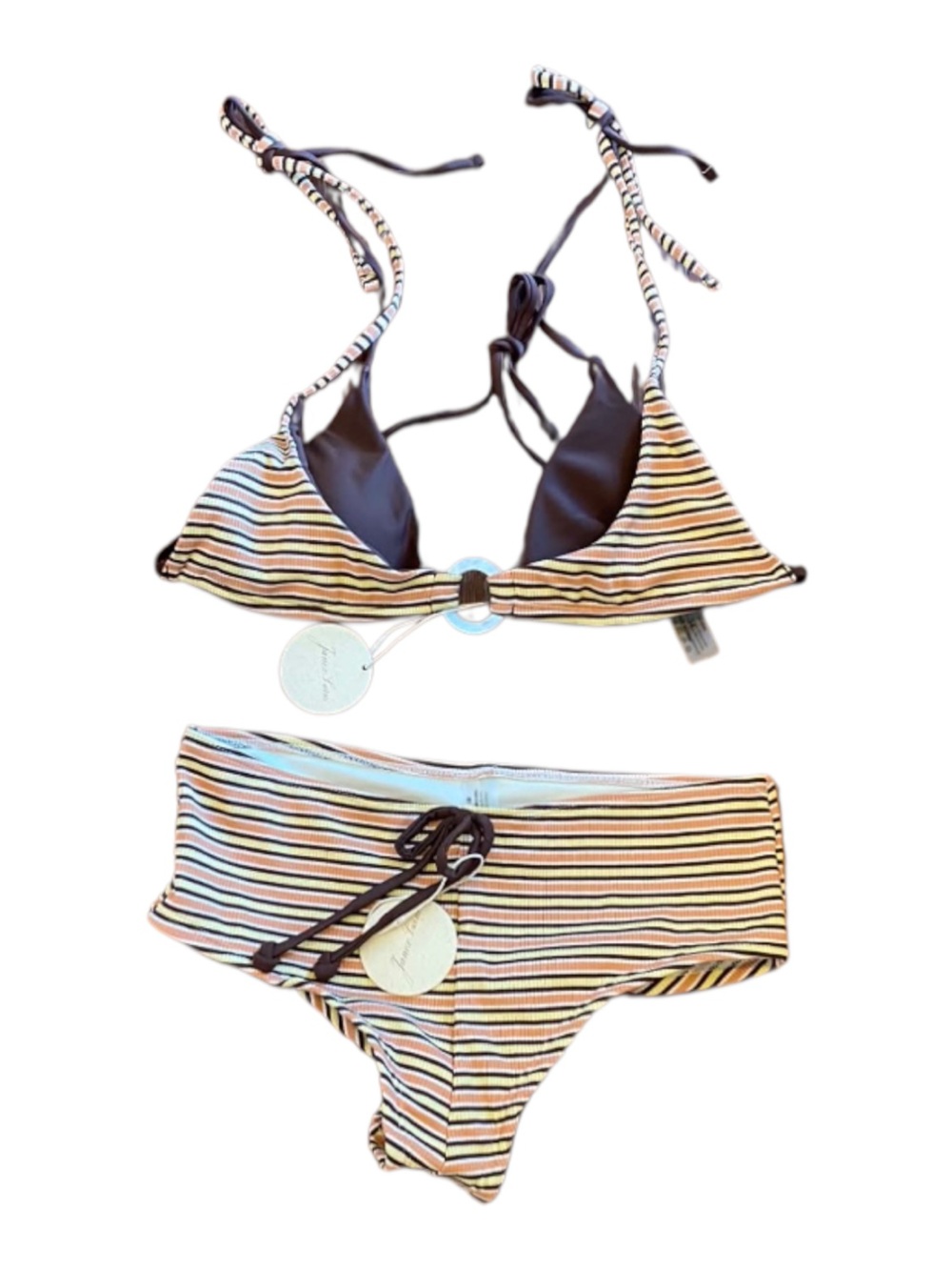 NWOT Jamex swim 2 piece bikini MULTI STRIP Size M